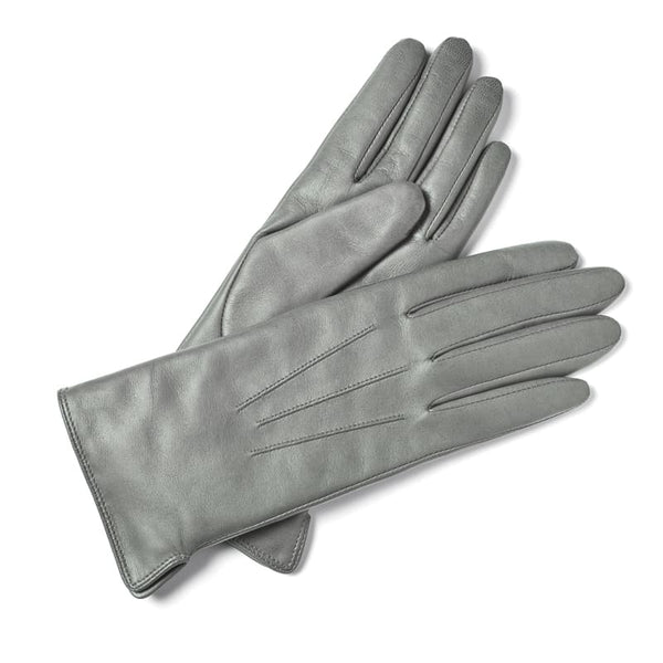 Aspinal of London Women's Cashmere Lined Leather Gloves in Grey Nappa