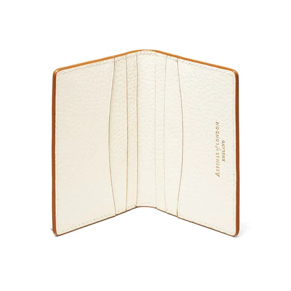 Aspinal of London Cream Leather Double Fold Credit Card Holder