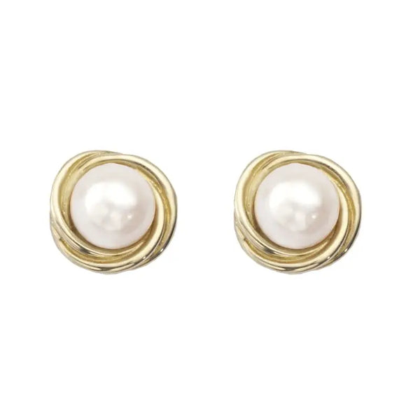 Aspinal of London Cream and Yellow Twist Pearl Stud Earrings