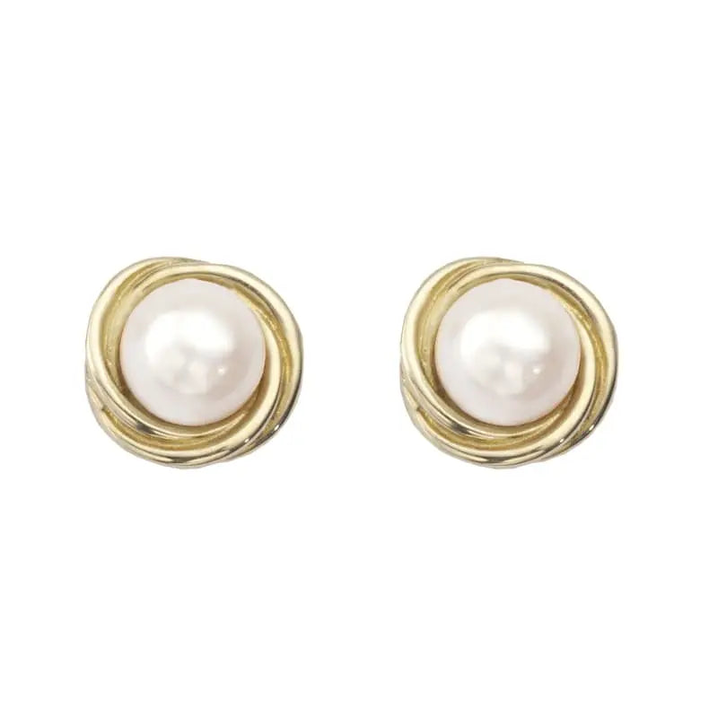 Aspinal of London Cream and Yellow Twist Pearl Stud Earrings