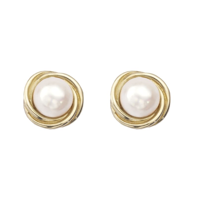 Aspinal of London Cream and Yellow Twist Pearl Stud Earrings