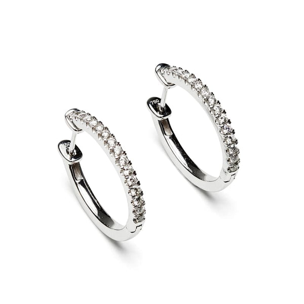 Aspinal of London Diamond and 18ct White Gold Hoop Earrings Set