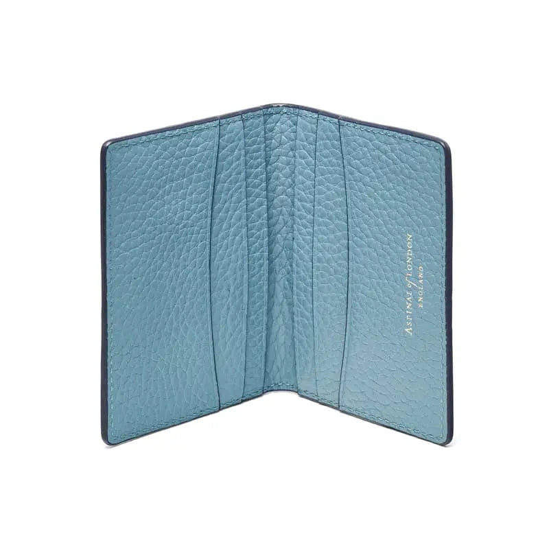 Aspinal of London Double Fold Credit Card Holder in Cornflower Blue Pebble