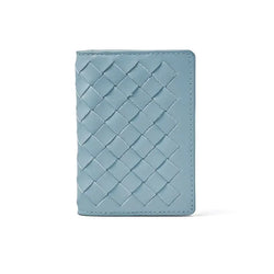 Aspinal of London Double Fold Credit Card Holder in Cornflower Blue Woven Leather