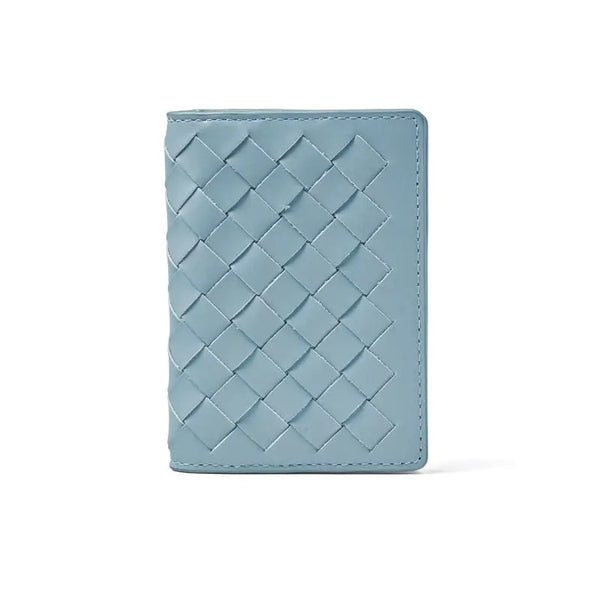 Aspinal of London Double Fold Credit Card Holder in Cornflower Blue Woven Leather