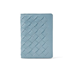 Aspinal of London Double Fold Credit Card Holder in Cornflower Blue Woven Leather