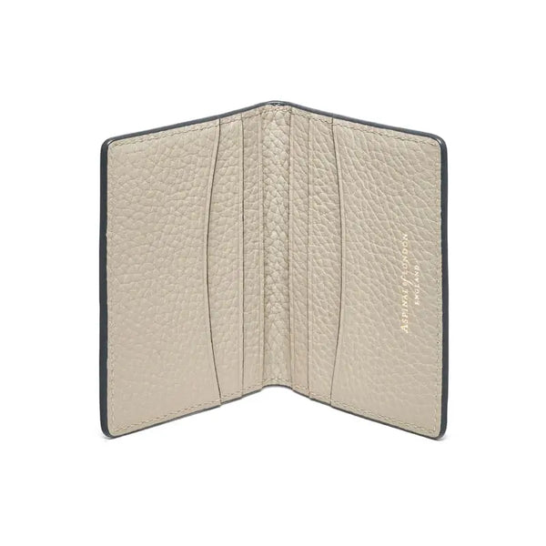 Aspinal of London Double Fold Credit Card Holder in Dove Grey Pebble