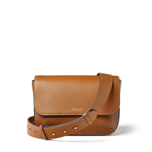 Aspinal of London Ella Grande Leather Crossbody Bag in Smooth Tan