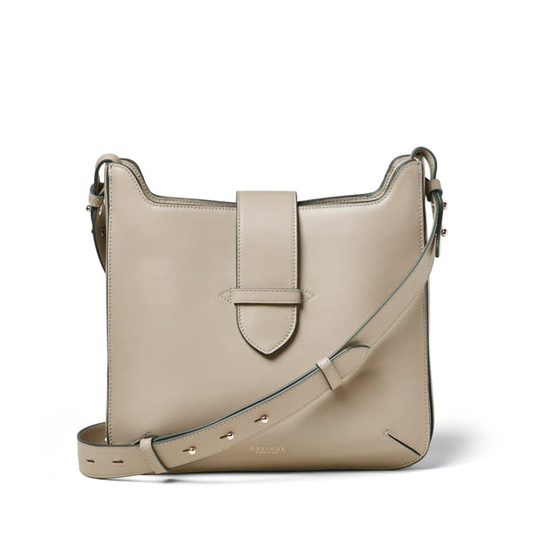 Aspinal of London Ella Messenger Bag in Smooth Dove Grey