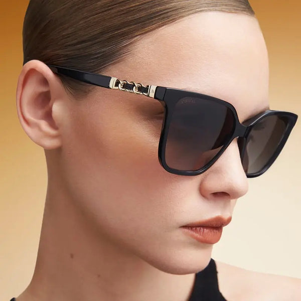 Aspinal of London Ellen Sunglasses in Black Acetate