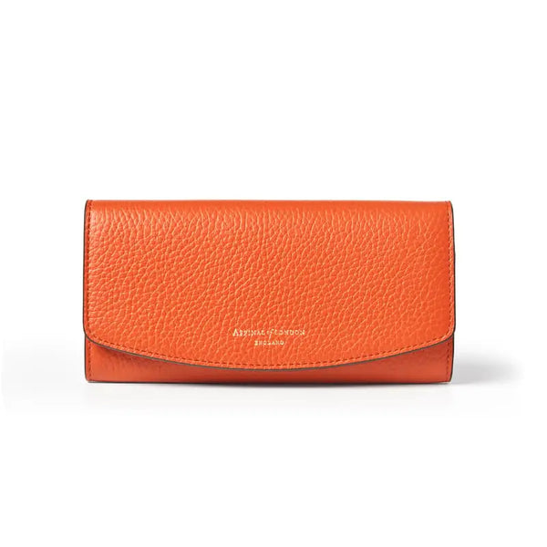 Aspinal of London Essential Leather Purse in Burnt Orange Pebble