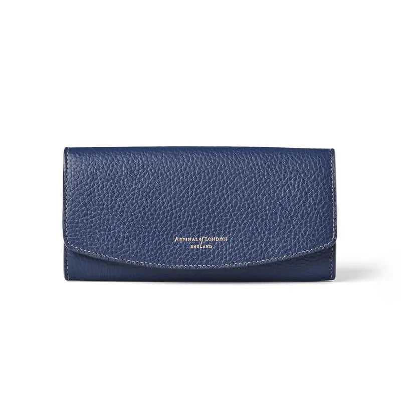 Aspinal of London Essential Leather Purse in Caspian Blue Pebble