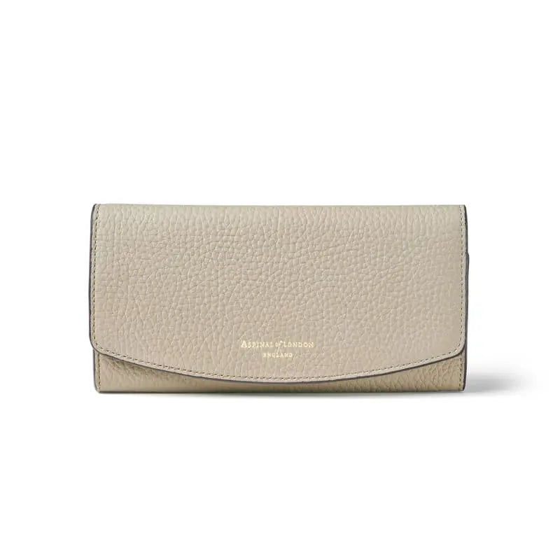 Aspinal of London Essential Leather Purse in Dove Grey Pebble