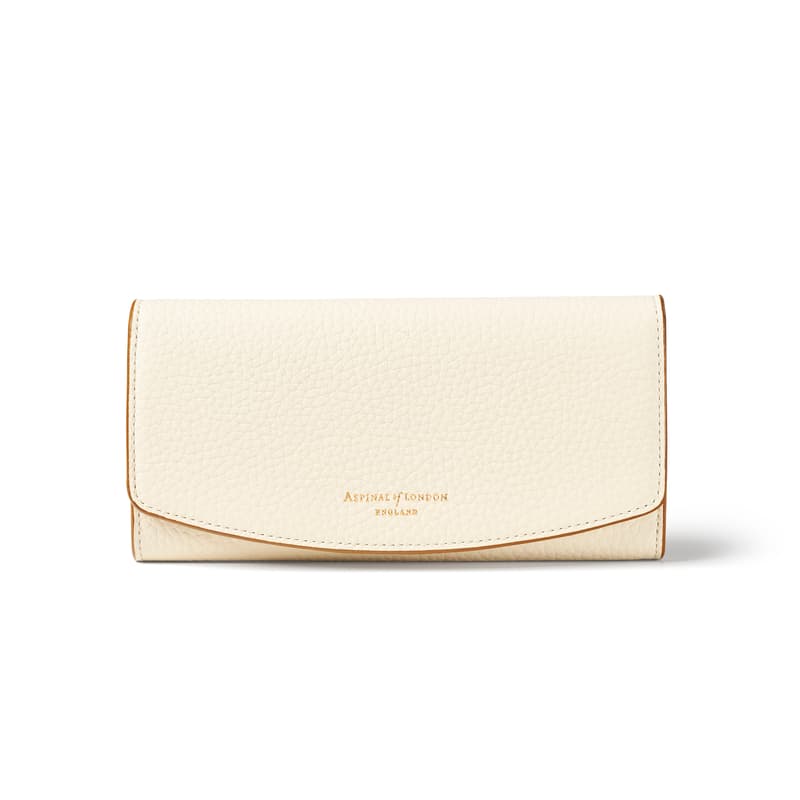 Aspinal of London Essential Leather Purse in Ivory Pebble