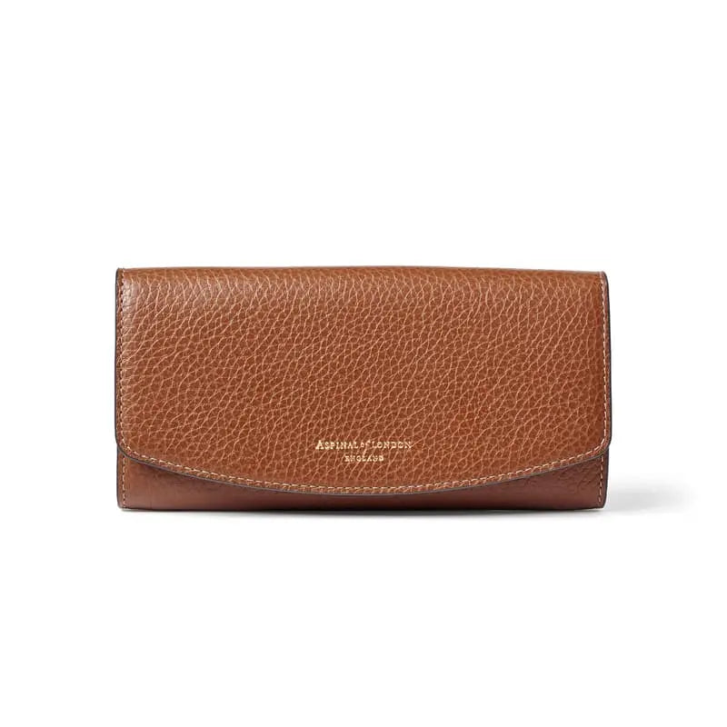 Aspinal of London Essential Leather Purse in Tan Pebble