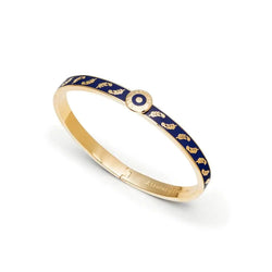 Aspinal of London Feather Bangle in Navy Blue Enamel on 18ct Gold Plated