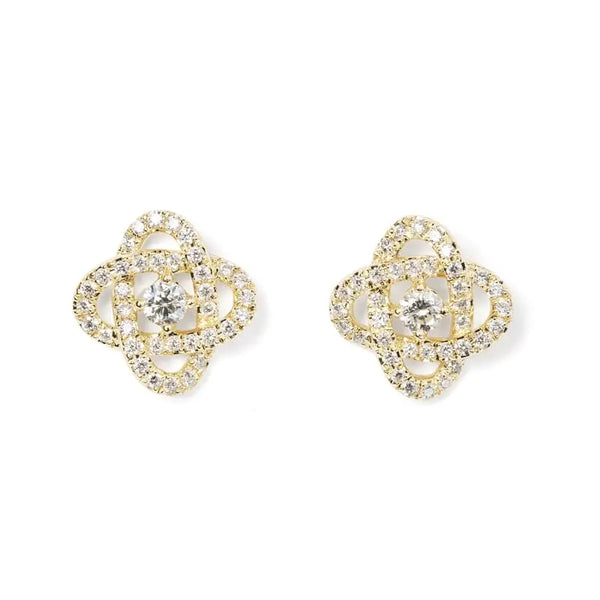 Aspinal of London Gold Entwined Knot Diamond Earrings set