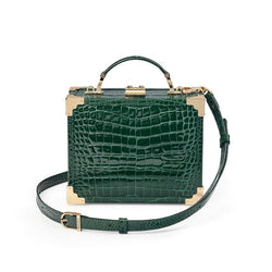 Aspinal of London Green Leather Crocodile Print The Trunk