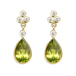 Aspinal of London Green Peridot Diamond Aphrodite Teardrop Earrings