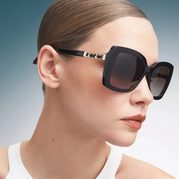 Aspinal of London Helene Sunglasses in Black Acetate