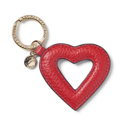 Aspinal of London Hollow Heart Keyring in Cardinal Red Pebble