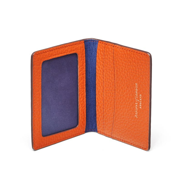 Aspinal of London ID & Travel Card Case in Burnt Orange Pebble