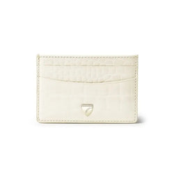 Aspinal of London Italian Full-Grain Leather Cream Crocodile Print Slim Credit Card Holder