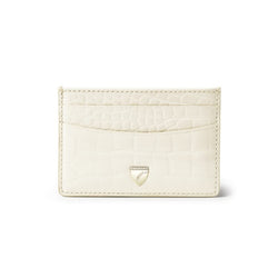 Aspinal of London Italian Full-Grain Leather Cream Crocodile Print Slim Credit Card Holder