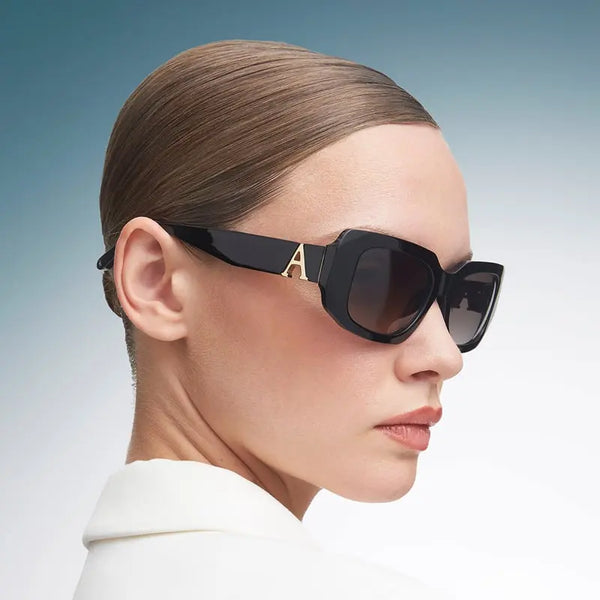 Aspinal of London Kiran Sunglasses in Black Acetate