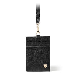 Aspinal of London Lanyard ID & Card Holder in Black Pebble