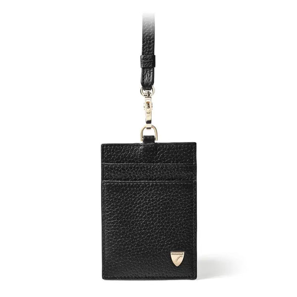 Aspinal of London Lanyard ID & Card Holder in Black Pebble