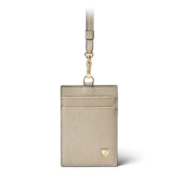 Aspinal of London Lanyard ID & Card Holder in Dove Grey Pebble