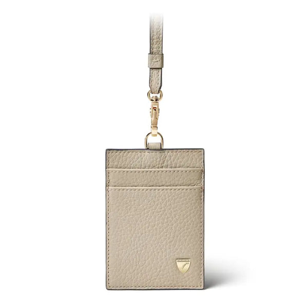 Aspinal of London Lanyard ID & Card Holder in Dove Grey Pebble