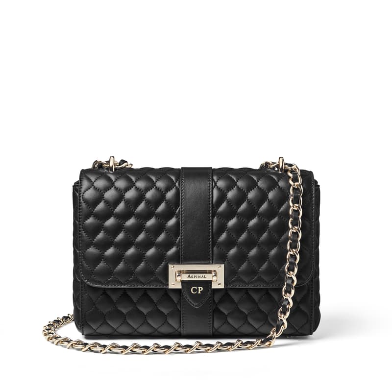 Aspinal of London Large Lottie Shoulder Bag in Black Nappa