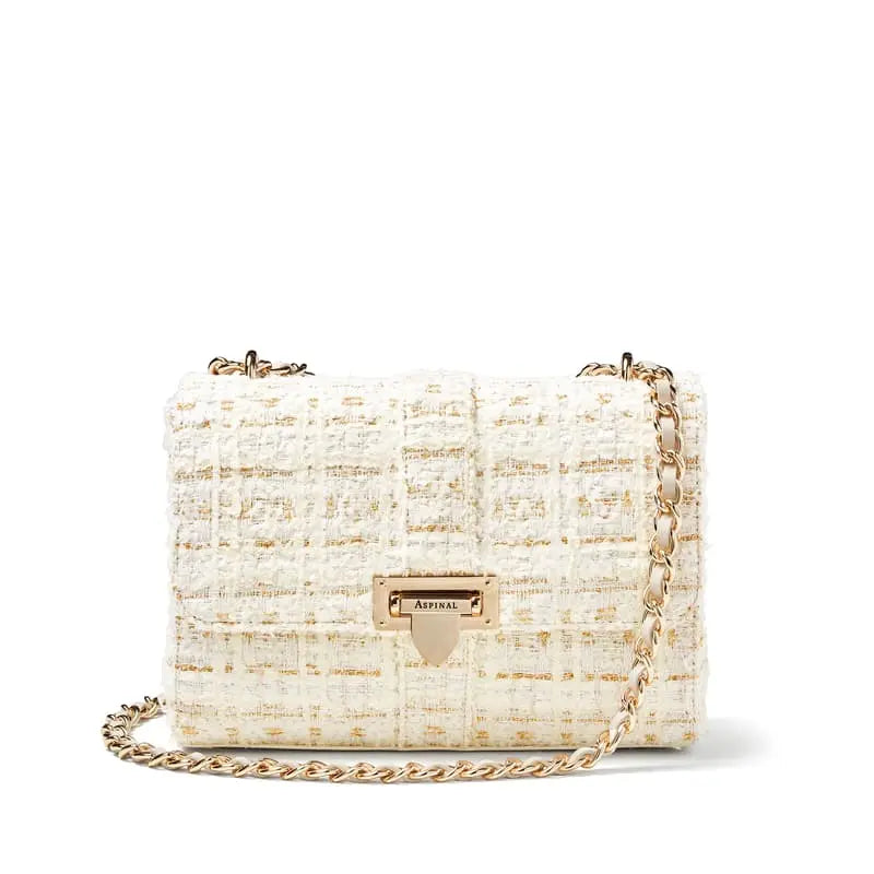 Aspinal of London Large Lottie Shoulder Bag in Ivory Tweed