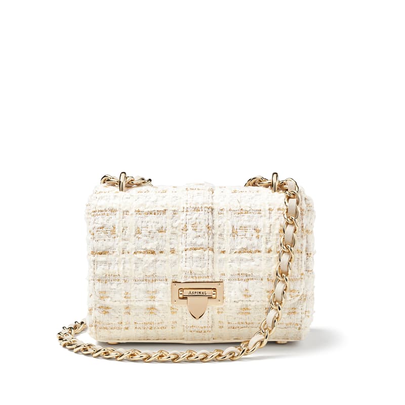 Aspinal of London Lottie Shoulder Bag in Ivory Tweed