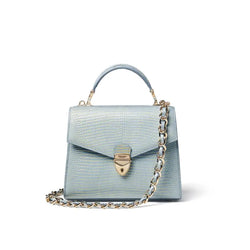 Aspinal of London Mayfair 2 Midi Cornflower Blue Lizard Bag