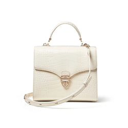 Aspinal of London Mayfair Cream Leather Crocodile Print Bag