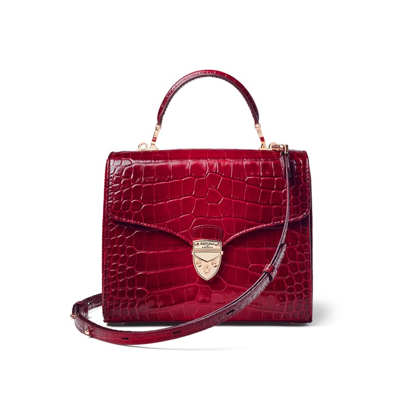 Aspinal of London Mayfair Red Crocodile Print Bag