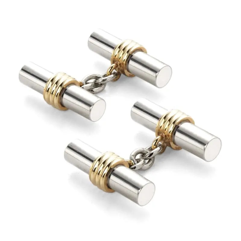 Aspinal of London Men's 18ct Gold Vermeil and Sterling Silver Double Barrel Cufflinks