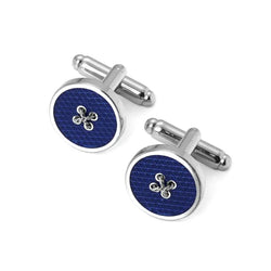 Aspinal of London Men's Blue and Sterling Silver Plated Button Cufflinks