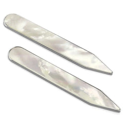 Aspinal of London Men's Mother of Pearl & Sterling Silver 925 Plated Collar Stiffeners