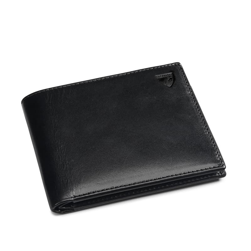 Aspinal of London Mens Black 8 Card Billfold Leather Wallet