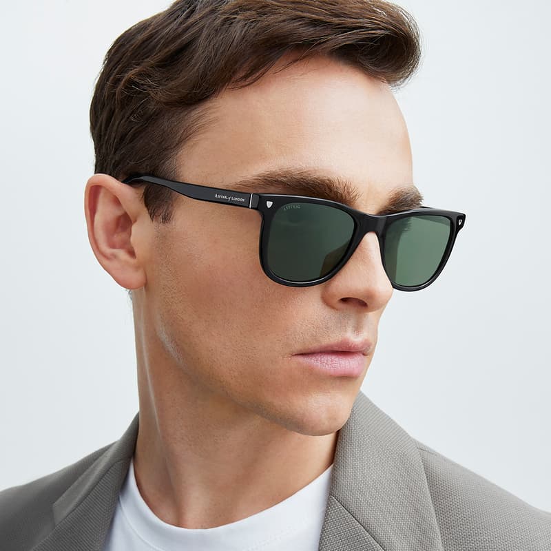 Aspinal of London Mens Black Acetate Milano Sunglasses