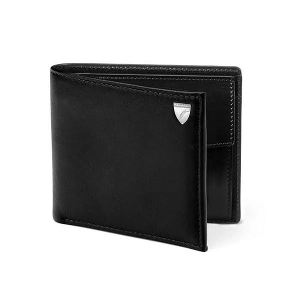 Aspinal of London Mens Black Billfold Coin Leather Wallet