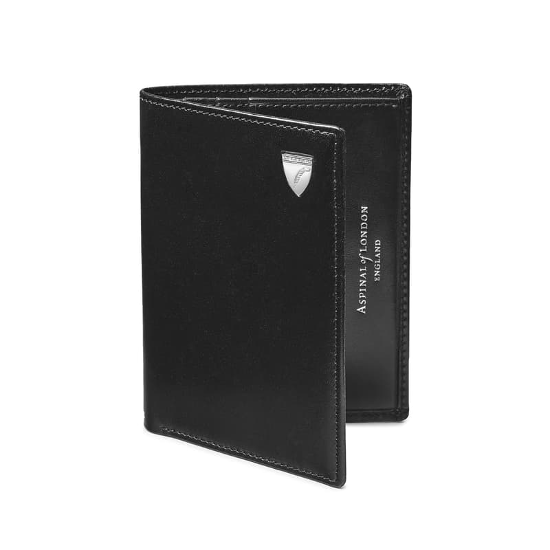 Aspinal of London Mens Black Credit Card Leather Wallet With Notes Pocket