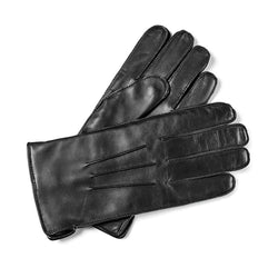 Aspinal of London Mens Black Leather Cashmere Lined Gloves