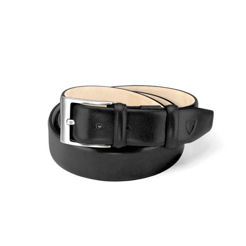 Aspinal of London Mens Black Leather Classic Belt