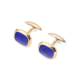 Aspinal of London Men's Blue and Gold Cushion Cut Lapis Lazulite Cufflinks