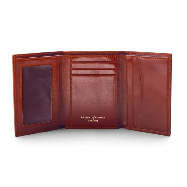 Aspinal of London Mens Brown Cognac Trifold Leather Wallet